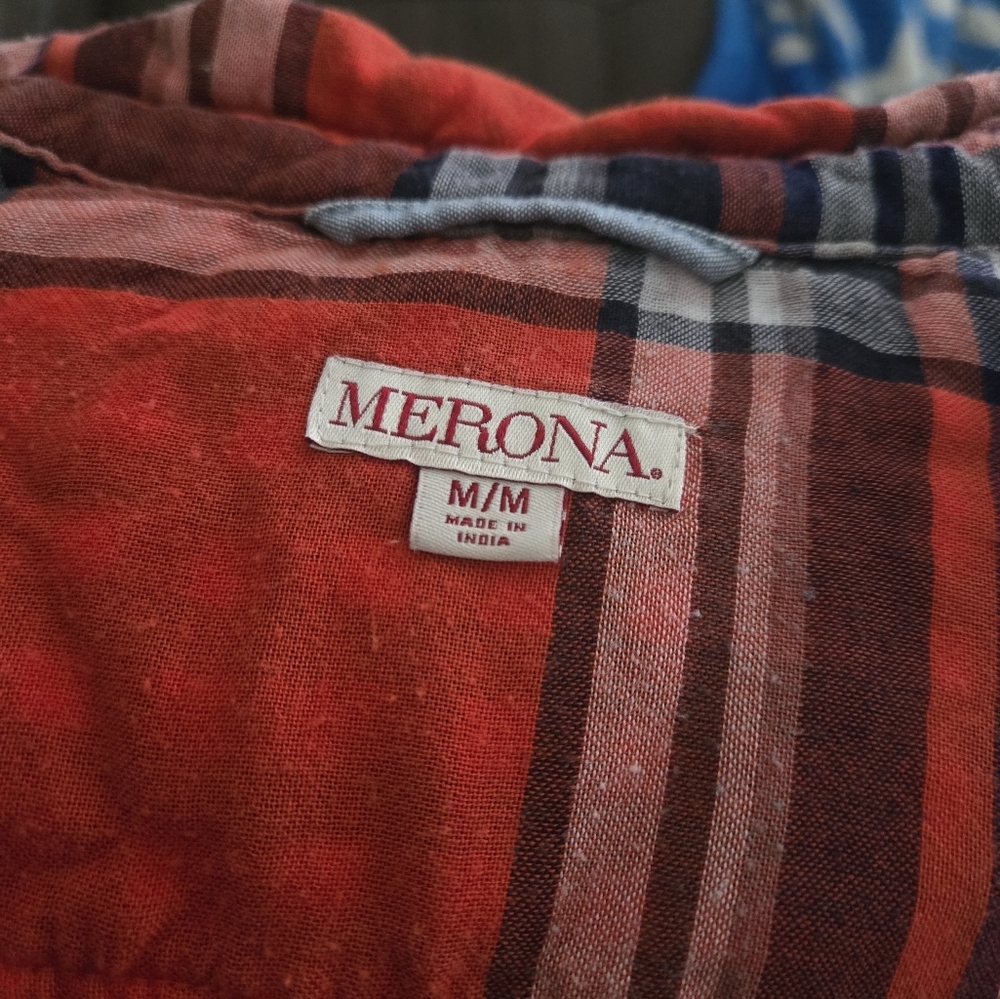 Merona Plaid Long Sleeve Collared Button Up Shirt Flannel Multicolor Medium Fall - Picture 4 of 5